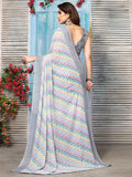 Satrani Womens Printed Georgette Saree (3185S2280N_Light Grey & Multi3)