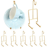 Gandeer 8 Pieces Tea Cup and Saucer Display Stand Holder Metal Cup Saucer Holder Pack Tea Coffee Mug Organizer for Kitchen Plate
