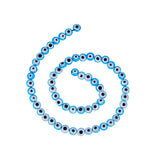 NBEADS 1 Strand (About 71pcs) 6mm Light Sky Blue Flat Round Evil Eye Handmade Glass Lampwork Beads Charms Spacer Beads for Brace