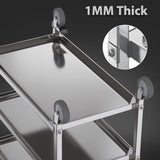 Amarite 3 Shelf Stainless Steel cart,400 lbs,1MM Thick,Serving cart with Wheels, Household, Service Trolley,360Rotation Storage