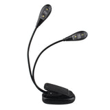 Futheda Protable Dual Head Music Stand Light Book Light with 2 Flexible Gooseneck Arms 4 LED Clip on, Eye care, Flexible Clip Co
