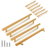 TooCust 10 Pack Brushed Brass Kitchen Cabinet Handles, Cabinet Pulls with 10 Inch (256mm) Hole Centers, Gold Dresser Handle with