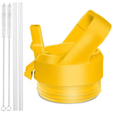Straw Cap for YETI Rambler Bottle and RTIC Bottle, Straw Lid with 2 Straws and 2 Brushes (Alpine Yellow)