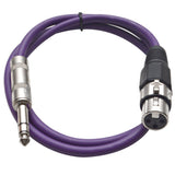 Seismic Audio - SATRXL-F3 - Purple 3' XLR Female to 1/4 TRS Patch Cable