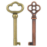 Skeleton Keys, KY-2AB and KY-3AB Skeleton Key Antique Brass Skeletonkeys Cast Hollow Barrel Replacement Key Iron Pass Decor Vint