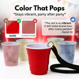 Redcupliving Reusable Red Plastic Shot Cup with Lanyard, 2 oz
