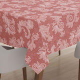 Encasa 4 Seater Dining Table Cloth 145X145 Cm (57X57 In) I Floral Grey Jacquard Style Print On Chambray Homespun Cotton I For Family Gatherings, Parties I Washable - Square