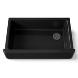 KOHLER Whitehaven 35-3/4 Undermount Single-Bowl Farmhouse Kitchen Sink, Black, Enameled Cast Iron, Durable and Easy-to-Clean Des