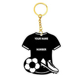 woopme Customized Football Jersey Keychain For Bike Car & Backpacks | Personalized Soccer Keychain with Name & Number | Transpar