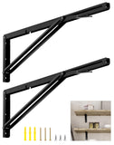 QWORK 24 Heavy Duty Folding Shelf Brackets for Wall Mounted Folding Tables Benches Shelves, Max Load 330lbs, 2 Pack Iron Bracket
