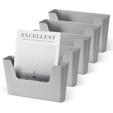 YOHOM No Drilling File Holder Wall Mails Magazines Organizer Adhesive Door Mount, Single Pocket, (White 1) (GREY, 5 PCS)