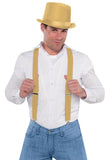 Gold Adjustable Metal Clip Accessory Suspenders 1 Pack Durable Polyester, Stylish & Versatile Accessory Perfect For Weddin
