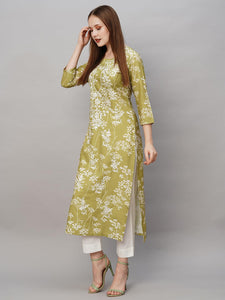 Anni Designer Women'S Cotton Blend Chikankari Embroidegreen Straight Kurta (Rutika-Mehandi_4Xl_Green_Xxxx-Large),Green,4XL,Cotton Blend,Regular,