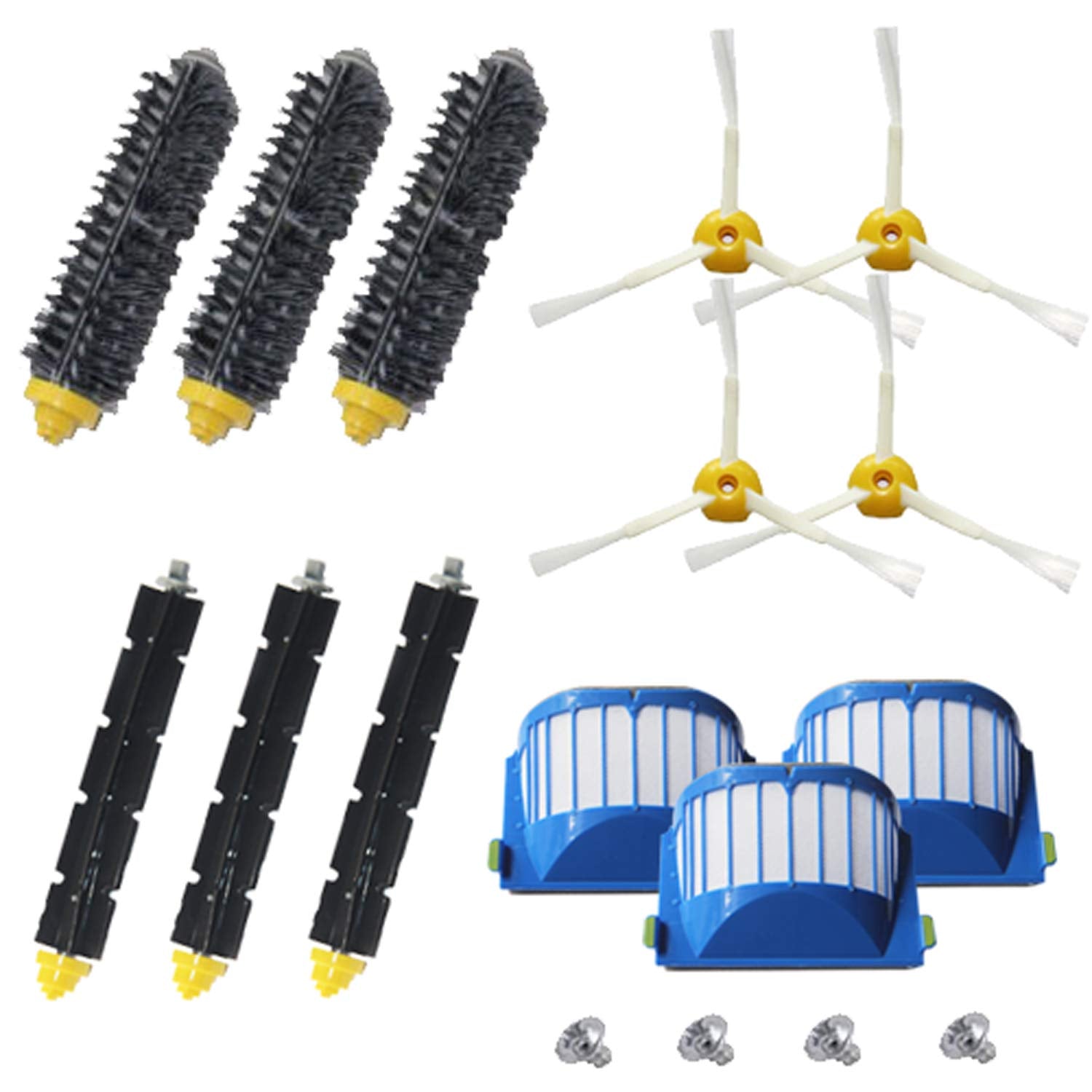 Amyehouse Accessory Replacement Kit Bristle Beater & Side Brushes & Aero Vac Filters Compatible with iRobot Roomba 600 Series 58