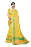 Gosriki Women'S Yellow Color Cotton Silk Saree With Blouse Piece (Sunny Yellow_Free Size),yellow,,B08591KY36