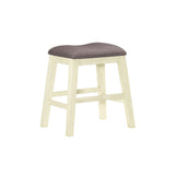 Benjara Joss 24 Inch Counter Stool, Cushioning, Saddle Seat, Set of 2, Cream and Gray
