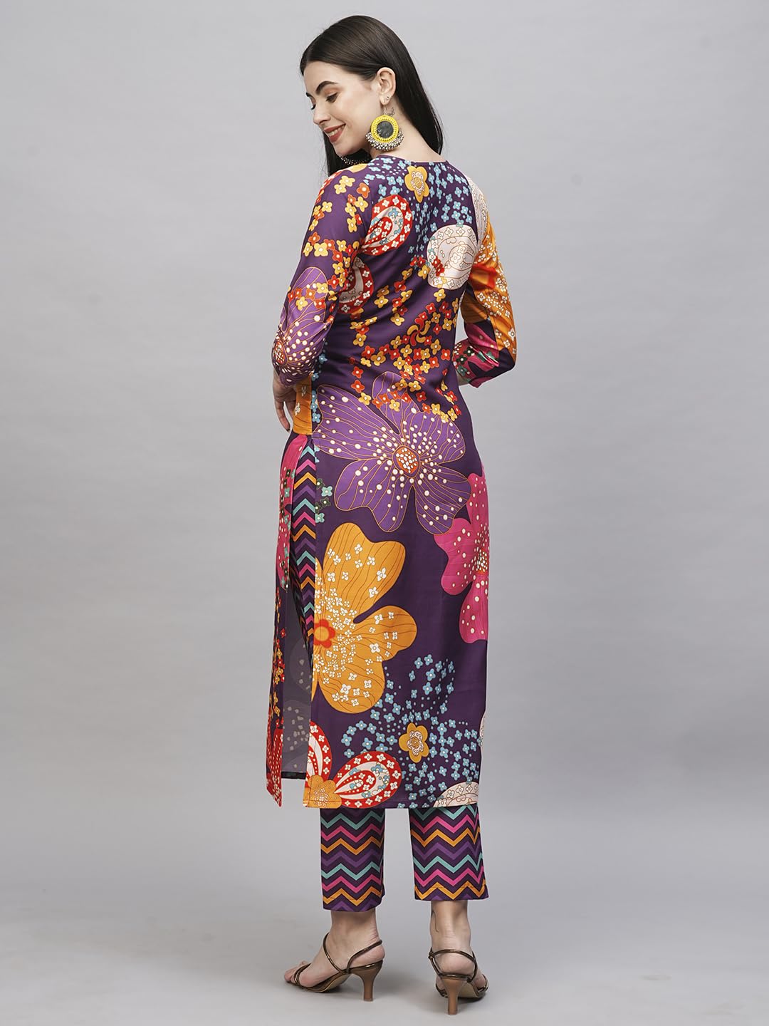 Gosriki Women'S Cotton Blend Straight Printed Kurta With Pant (Wahida Purple-Gs_Xl_Purple_X-Large),Purple,,B0CSG4PCPP