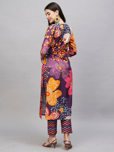 Gosriki Women'S Cotton Blend Straight Printed Kurta With Pant (Wahida Purple-Gs_Xl_Purple_X-Large),Purple,,B0CSG4PCPP