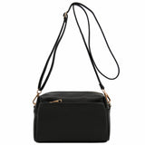 FashionPuzzle Triple Zip Small Crossbody Bag (Black)