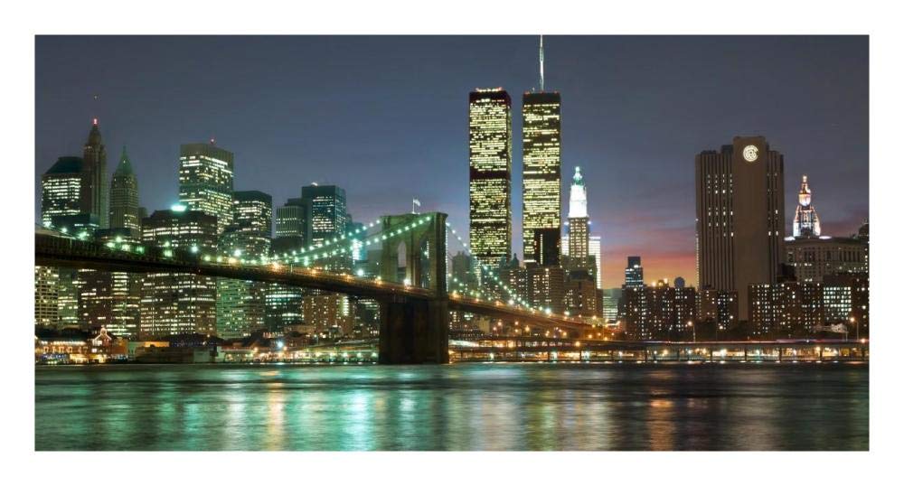 The Brooklyn Bridge And Twin Towers At Night-Paper Art-26,,X14,,