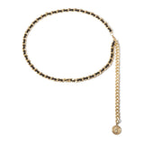 Aaishwarya Black Flannel Woven Chunky Metallic Waist Chain For Women And Girls | Stylish Kamarband, Belt For Western Dress | Sta