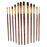 ECOMISTIQ 12 Pieces Paint Brushes Set, Flat Pointed Tip Flat Shaped Nylon Hair Brushes, Artist Paint Brushes, Oil Acrylic Brush
