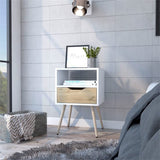 Otom Nightstand -Bedroom -White / Light Oak
