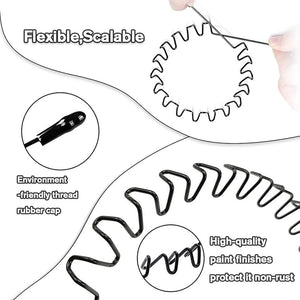 Metal Headband for Men, Unisex Black Wavy Spring Hair Band, Zig Zag Hair Band, Fashion Elastic Hair Accessories, Multipack Options Available.（8pcs）