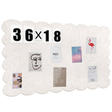Mooliwe Scalloped Felt Bulletin Board 36 x 18 Inches Foldable Beige Pin Cork Board Alternative for Wall, 3 x 1.5 Trifold Pictu