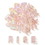 DanLingJewelry 90Pcs Random Light Pink Large A-Z Letter Acrylic Beads UV Plated Iridescent Alphabet Beads for Jewelry Making Bra