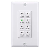 BN-LINK Countdown Digital Wall Timer Switch for Exhaust Fan with Push Button 5-10-20-30-45-60mins, Bathroom Fan Timer Light Swit