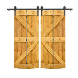 72 in. x 84 in. K Series Colonial Maple Stained DIY Wood Double Bi-Fold Barn Doors with Sliding Hardware Kit