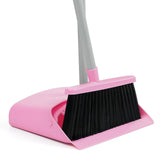 REEWII Pink Broom and Dustpan Set,58 Long Adjustable Handle Small Broom with Stand up Dustpan Combo Set with Dust Pan Teeth,f