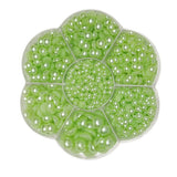 Chenkou Craft Around 1900pcs Green Assorted 7 Sizes Half Pearl Bead Flat Back Gem Scrapbook Craft DIY Loose Beads + Plastic Box 