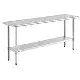 ROCKPOINT Stainless Steel Table for Prep & Work 18x72 Inches, NSF Metal Commercial Kitchen Heavy Duty Table with Adjustable Unde