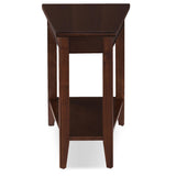 Laurent Solid Wood Recliner Wedge End Side Table with Shelf, Chocolate Cherry Brown, Perfect for Living Rooms, Bedrooms, and Sma