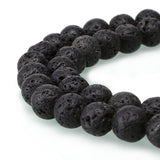 45pcs Adabele Natural Black Volcanic Lava Rock Gemstone 8mm Round Beads