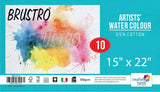 Brustro Artists Watercolour Paper, 25% Cotton, 300 Gsm, Cold Pressed, Size - 15 X 22 (Inches), Pack Of 10 Sheets