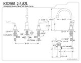 Kingston Brass Ks2985Zl Silver Sage Widespread Lavatory Faucet With Brass Pop-Up, Oil Rubbed Bronze