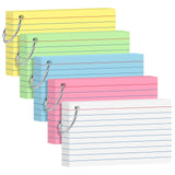 YAGUAO 250 Count Index Cards 3x5 Inch Heavyweight Colored Flash Cards with Ring Study Flashcards Note Cards for Studying School 