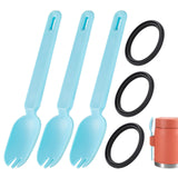 3pcs Silicone Spoon Forks and 3pcs Replacement Seal Rings, For Thermos Replacement Parts Compatible with Stanley Heritage 14oz I