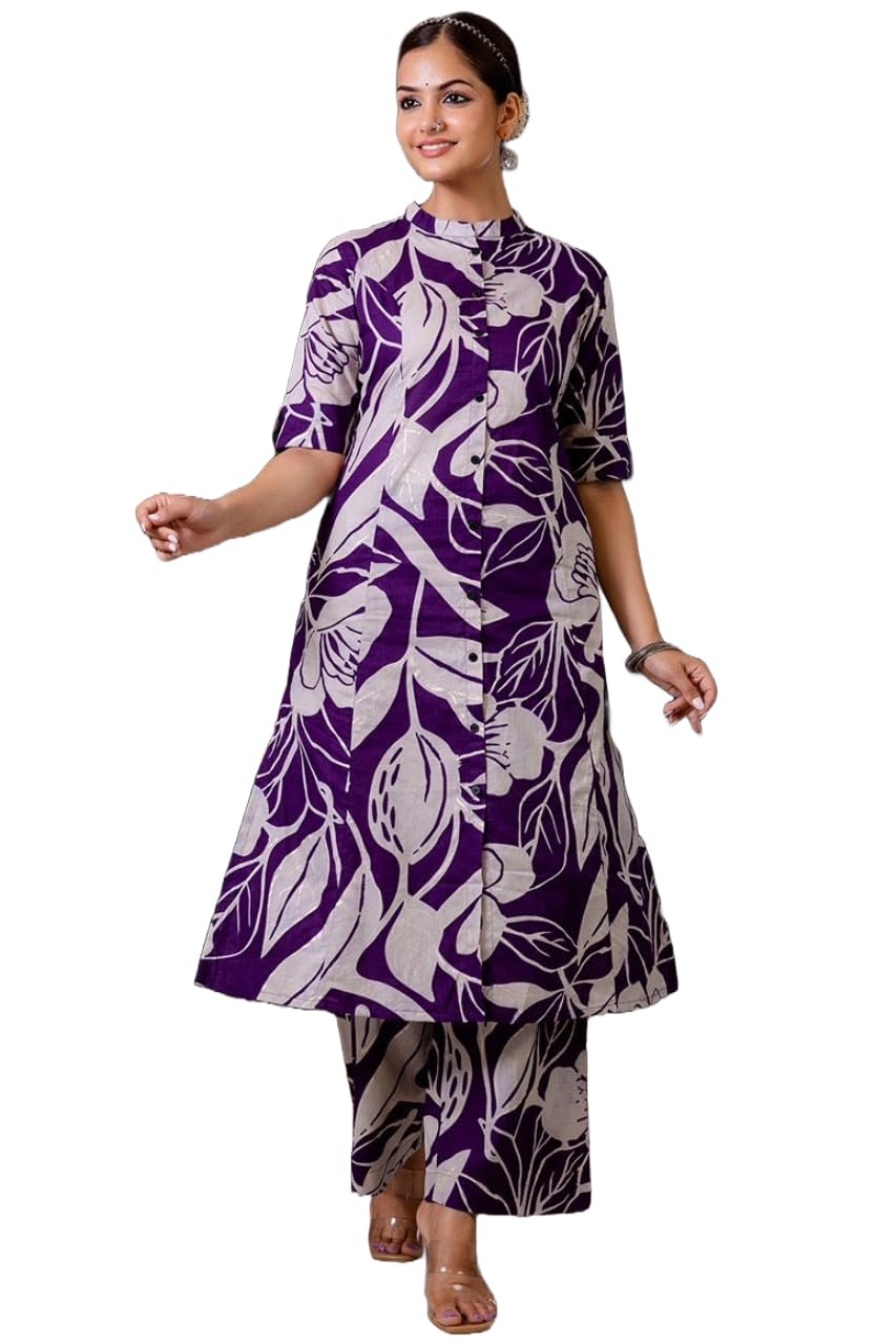 Anni Designer Women'S Rayon Viscose Straight Printed Kurta With Palazzo (Diboli Begani_S_Begani_Small),Begani,S
