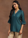 Libas Women'S Silk Blend Solid Straight Kurti (29149 Green Green L