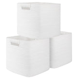 OIAHOMY Storage Cubes 11 Inch - 3 Pack, Cotton Rope Woven Baskets for Organizing, Square Storage Baskets for Shelves Organizer, 