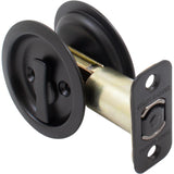 Round Pocket Door Lock, Privacy (Bed/Bath) Latch, 23/8 Backset, RCL, Matte Black by Stone Harbor Hardware