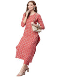 Anni Designer Women'S Cotton Blend Printed Straight Kurta With Pant (Giri Orange_M_Orange_Medium),Orange,M,,,