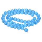 HARFINGTON 48pcs Ink Blue Cat's Eye Stone Beads 8mm Round Smooth Gemstone Crystal Loose Bead for Jewelry Making Bracelets Neckla