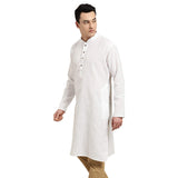 Sojanya (Since 1958 Men'S Cotton Linen White Checked Only Long Kurta Size: 44