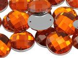 Allstarco 10mm Orange Hyacinth CH08 Flat Back Sew On Round Beads Acrylic Rhinestones Sewing Plastic Gems with Holes for Jewelry,