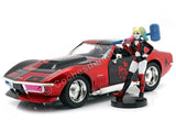 Jada 1:24 Diecast 1969 Chevy Corvette Stingray with Harley Quinn Figure,boys,Red